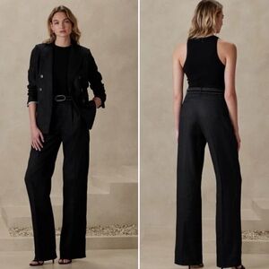 Banana Republic Palma Trouser Pants 100% Linen Black Size 14